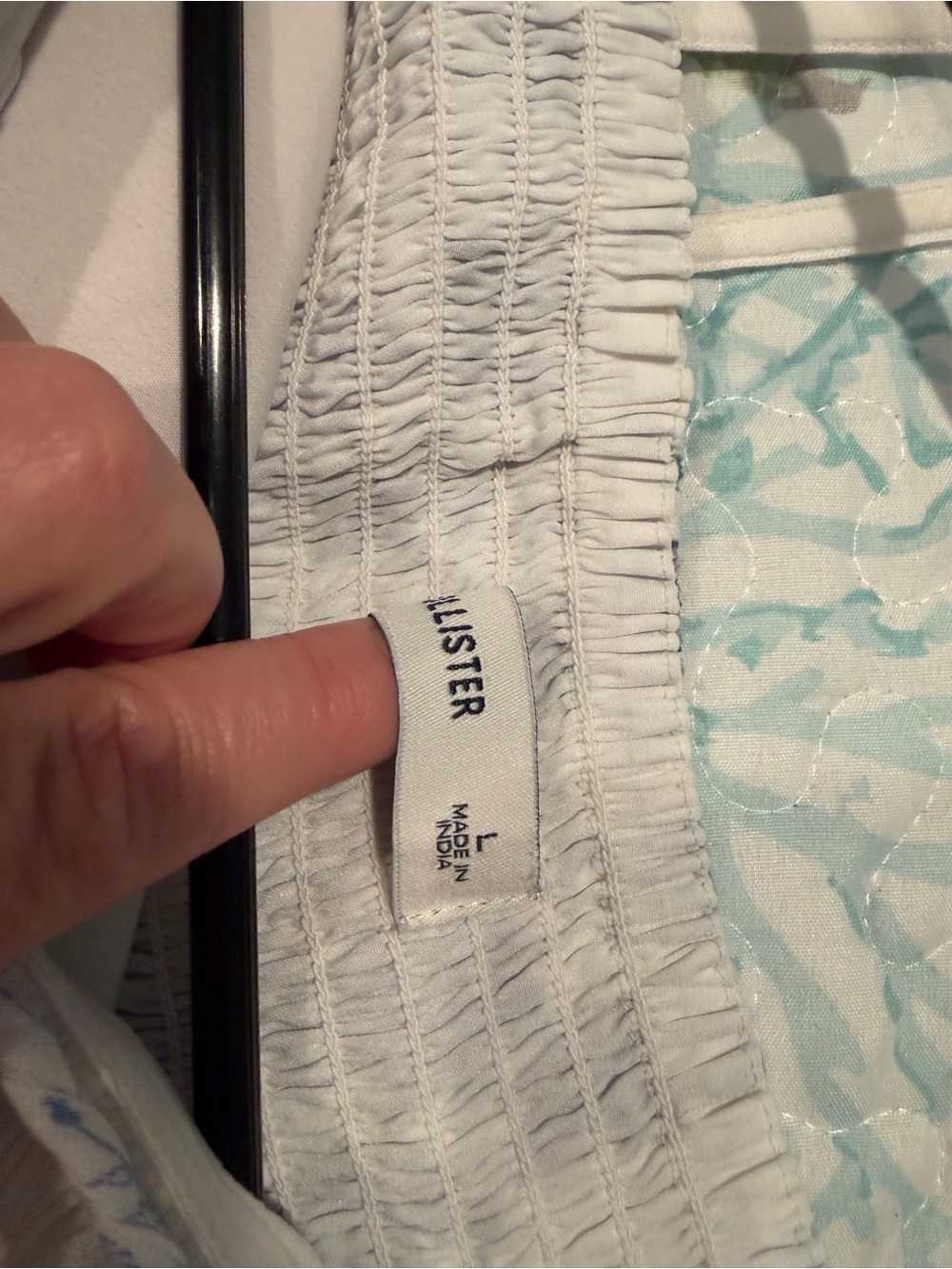 Hollister Strapless Dress in White with Light Blue Print